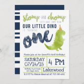 Little Dino Eerste Verjaardag Dinosaurus thema Jon Kaart (Voorkant / Achterkant)