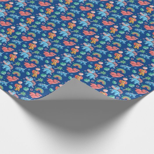 Little Dino on the Way Baby shower Cadeaupapier (Hoek)