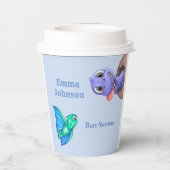 Little Dino on the Way Baby shower Papieren Bekers (Achterkant)