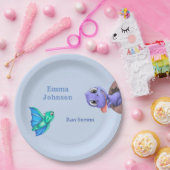 Little Dino on the Way Baby shower Papieren Bordje (Feest)