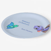 Little Dino on the Way Baby shower Papieren Bordje (Gekanteld)