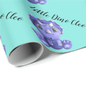 Little Dino on the Way Baby shower Wrapping Paper Cadeaupapier (Rol Hoek)