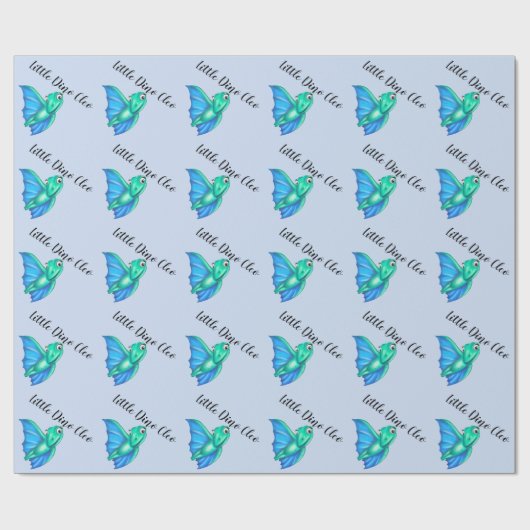 Little Dino on the Way Baby shower Wrapping Paper Cadeaupapier (Vlak)