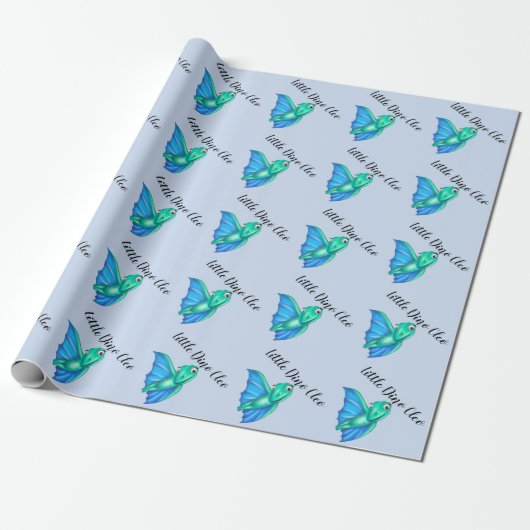 Little Dino on the Way Baby shower Wrapping Paper Cadeaupapier (Uitgerold)