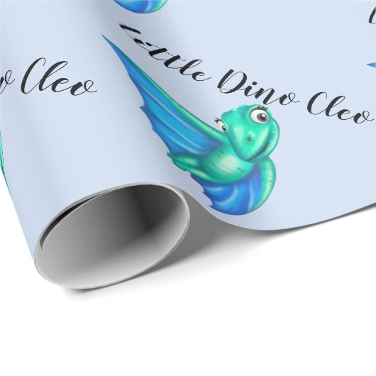 Little Dino on the Way Baby shower Wrapping Paper Cadeaupapier (Rol Hoek)