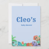 Little Dino on the Way Blue Boy Baby shower Kaart (Achterkant)