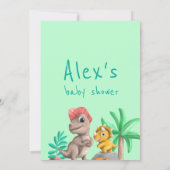 Little Dino on the Way Greenery Baby shower Kaart (Achterkant)