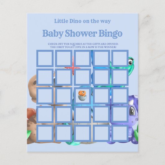 Little Dino on Way Greener Baby shower Bingo Flyer (Voorkant)