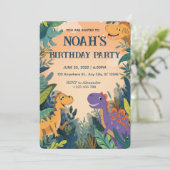 Little Dino Party Invitation Kaart (Staand voorkant)