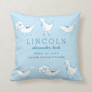 Little Dinos Birth Information Pillow Kussen