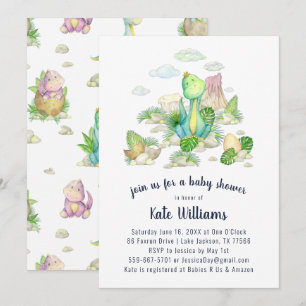 Little Dinosaur Baby shower Invitation Kaart