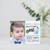 Little Dinosaur Birthday Theme Blue Dinosaur Dino Briefkaart (Staand voorkant)