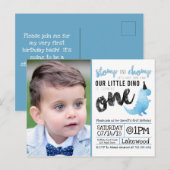 Little Dinosaur Birthday Theme Blue Dinosaur Dino Briefkaart (Voorkant / Achterkant)