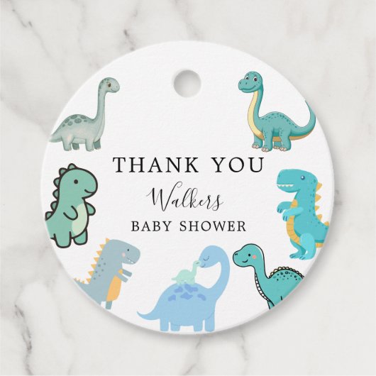 Little Dinosaur Cute Baby Shower Bedankjes Labels (Voorkant)