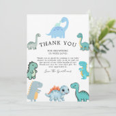Little Dinosaur Cute Baby Shower Bedankkaart (Staand voorkant)