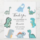 Little Dinosaur Cute Baby Shower Wijn Etiket (Enkel label)