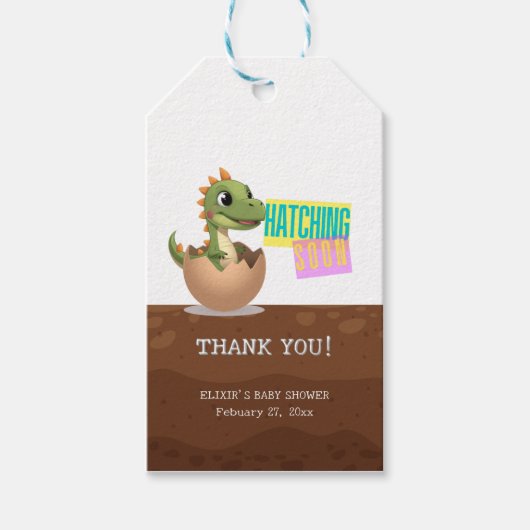 Little Dinosaur Hatching Soon Cadeaulabel (Voorkant)