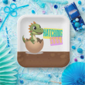 Little Dinosaur Hatching Soon Papieren Bordje (Feest)