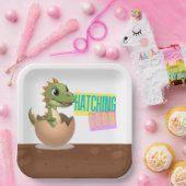 Little Dinosaur Hatching Soon Papieren Bordje (Feest)