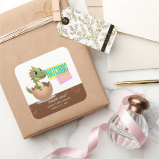 Little Dinosaur Hatching Soon Vierkante Sticker