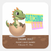 Little Dinosaur Hatching Soon Vierkante Sticker (Voorkant)