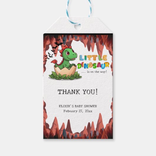 Little Dinosaur Is on the Way Cadeaulabel (Voorkant)