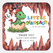 Little Dinosaur Is on the Way Vierkante Sticker (Voorkant)