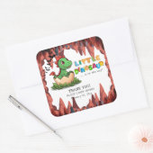 Little Dinosaur Is on the Way Vierkante Sticker (Envelop)