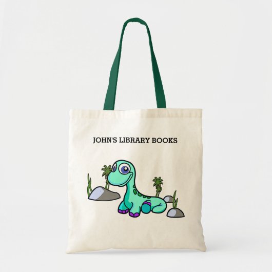 Little Dinosaur Library Books Budge Canvas tas (Voorkant)