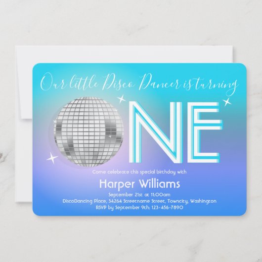 Little Disco Dancer One First Birthday Uitnodiging (Voorkant)