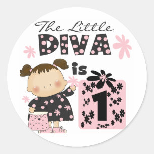 Little Diva 1st Birthday Tshirts and Gifts Ronde Sticker