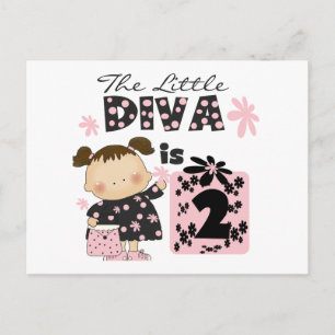 Little Diva 2e verjaardag Tshirts en geschenken Briefkaart