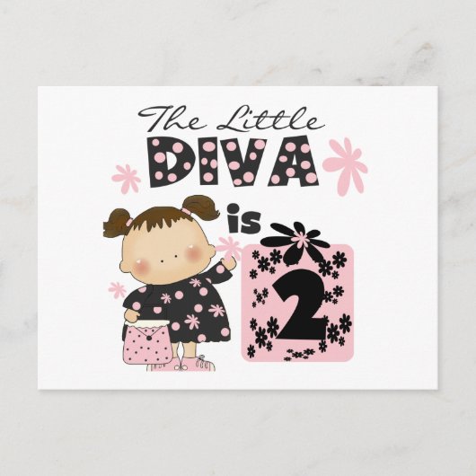 Little Diva 2e verjaardag Tshirts en geschenken Briefkaart (Voorkant)
