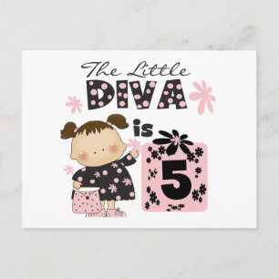 Little Diva 5th Birthday Tshirts en geschenken Briefkaart