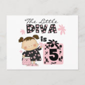 Little Diva 5th Birthday Tshirts en geschenken Briefkaart (Voorkant)