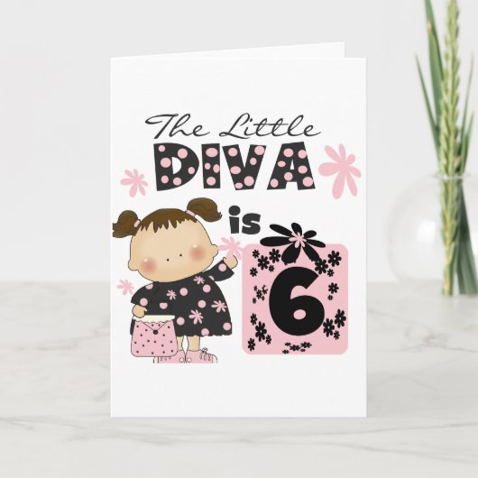 Little Diva 6e verjaardag Tshirts en geschenken Kaart (Voorkant)