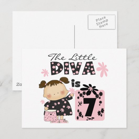 Little Diva 7e Verjaardag Tshirts en geschenken Briefkaart (Voorkant / Achterkant)