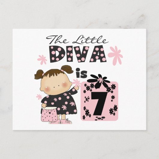 Little Diva 7e Verjaardag Tshirts en geschenken Briefkaart (Voorkant)