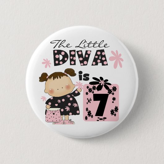 Little Diva 7th Birthday Tshirts and Gifts Ronde Button 5,7 Cm (Voorkant)