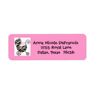 Little Diva Baby Buggy Return Address Label / Roze