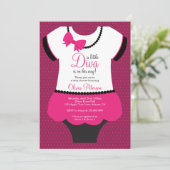 Little Diva Baby shower Invitation, roze, zwart Kaart (Staand voorkant)