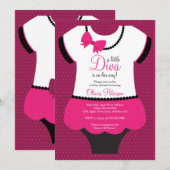 Little Diva Baby shower Invitation, roze, zwart Kaart (Voorkant / Achterkant)