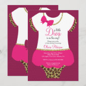 Little Diva Baby shower Uitnodigen, Cheetah, Faux Kaart (Voorkant / Achterkant)