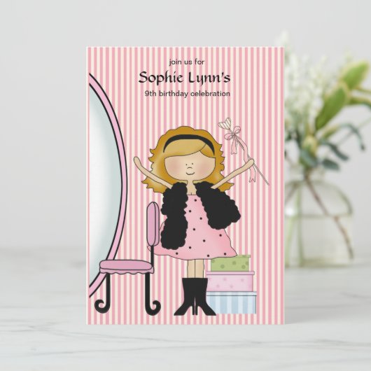 Little Diva Birthday Invitation Kaart (Staand voorkant)