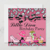 Little Diva Birthday Party Sparkle in Pink & Black Kaart (Voorkant)