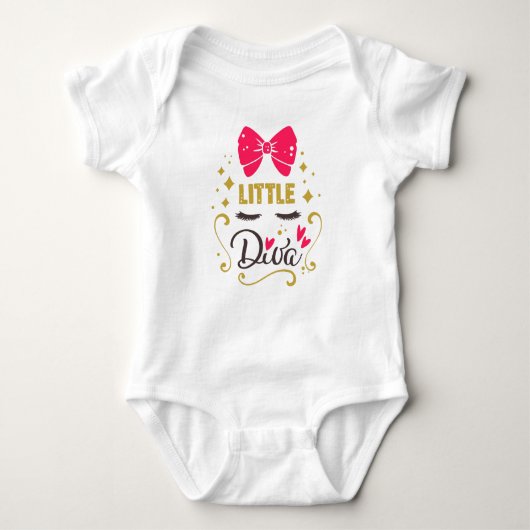 Little Diva Typography Baby Girl Pink Romper (Voorkant)