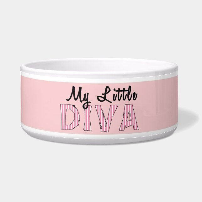 Little Diva w. paw drukt Pet Bowl af Voerbakje (Voorkant)