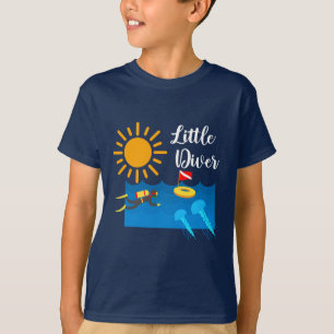 Little Diver met Jelly Fish - Kinderen Basic T-Shi T-shirt