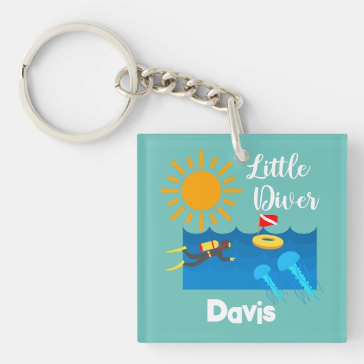 Little Diver with Jelly Fish - AcrylSleutelhanger Sleutelhanger (Voorkant)