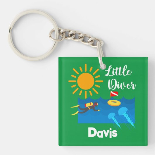 Little Diver with Jelly Fish - AcrylSleutelhanger Sleutelhanger (Voorkant)